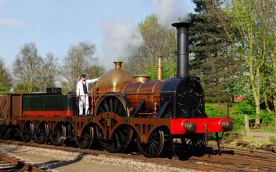 Replica Fire Fly broad gauge locomotive at the Didcot Railway Centre