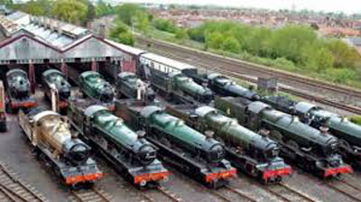 Impressive line-up of locomotives at the Didcot Railway Centre